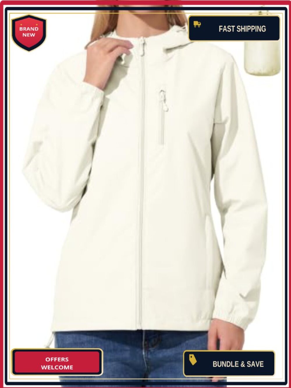 Women's Waterproof Cycling Rain Jacket Packable Lightweight Windbreaker